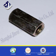 Fabricante de China de alta resistencia de acero de carbono natural galvanizado largo tuerca hexagonal